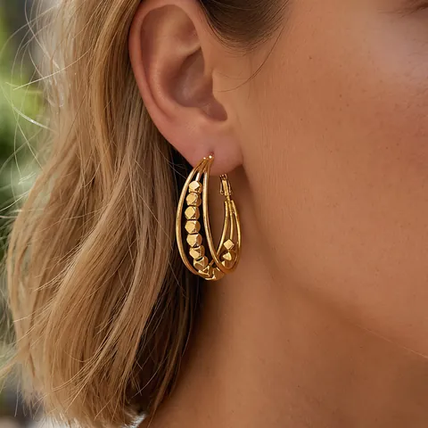 Geometrische Creolen Vergoldet Hammerschlag Textur Tropfen Metall Mode Schmuck Für Frauen
