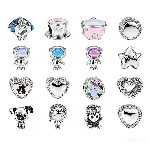 Stainless Steel DIY Charm Beads Paw Print Heart Bone Handbag Polished Zirconia Jewelry Accessories For Women Bracelet