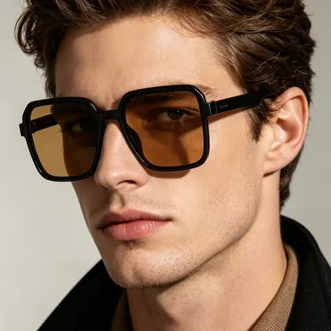 Gafas De Sol Cuadradas Vintage Montura Grande PC Lentes AC Protección UV400 Retro Moda