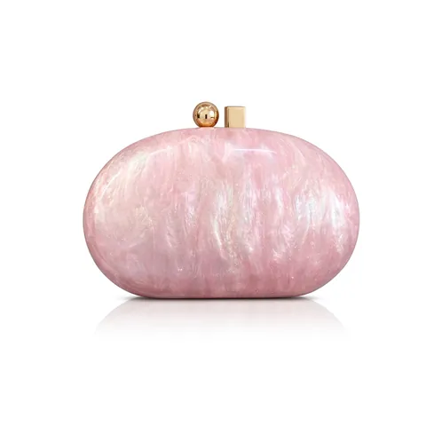 Evening Clutch Bag Acrylic Marble Texture Gold Ball Lock Luxury Party Formal Shell Shape Handbag For Women