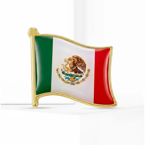 Creativa Spilla in Smalto con Bandiera del Messico Placcata Oro Distintivo in Lega Moda Spilla da Bavero Bandiera Nazionale per Uomo Donna Gioielli