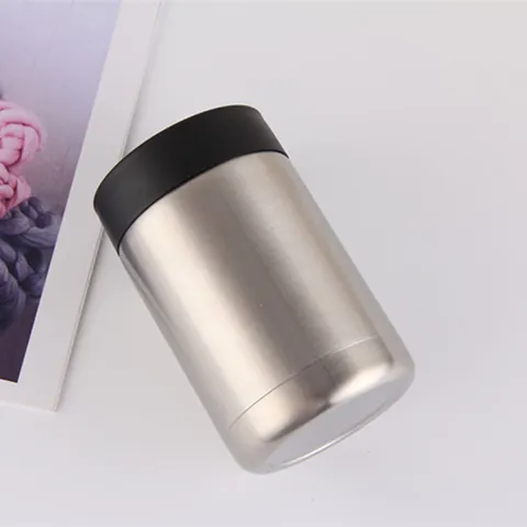12oz Double Wall Vacuum Insulated Stainless Steel Can Cooler For Beer Soda Cola Beverage Cup Brushed Metal Portable Tumbler