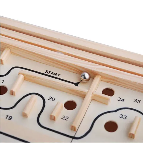Classic Wooden Labyrinth Maze Balance Board Game With Metal Ball Educational Toy For Kids Adults Hand Eye Coordination