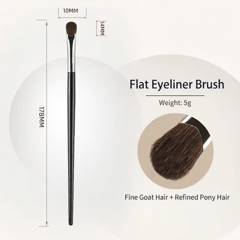 Pincel de Sombra de Ojos Plano Profesional Pelo de Animal Lana Pelo de Caballo Mango de Madera Pincel de Maquillaje Ojos