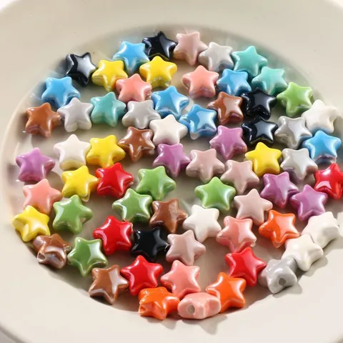 Five Pointed Star Ceramic Glazed Beads Smooth Solid Color DIY Jewelry Making Accessories For Necklace Bracelet Crafting