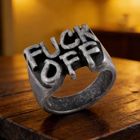Fuck Off Brief Ring Vintage Titan Stahl Punk Rock Hip Hop Streetwear Schmuck Antik Silber Farbe Für Männer Frauen