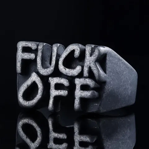Fuck Off Brief Ring Vintage Titan Stahl Punk Rock Hip Hop Streetwear Schmuck Antik Silber Farbe Für Männer Frauen