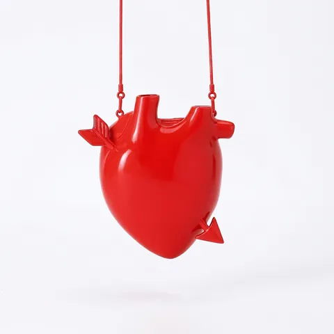 Borsa A Tracolla Rossa A Forma Di Cuore Anatomico Resina Lucida Clutch A Scatola Con Freccia Per Donna Novità Sera