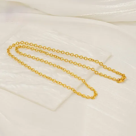 Minimalist 18K Gold Plated Stainless Steel O-Chain Necklace For Women Adjustable Simple Fashion Jewelry