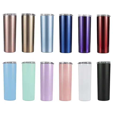 Modern Stainless Steel Vacuum Insulated Skinny Tumbler With Clear Lid Large Capacity Portable Coffee Travel Cup For Hot Cold Drinks
