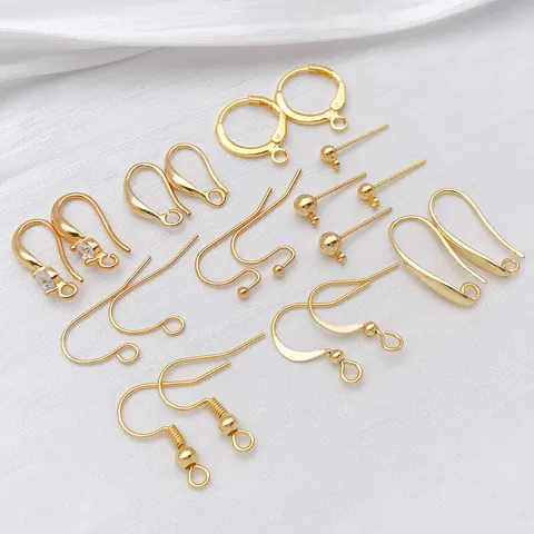DIY Jewelry Making Gold Plated Copper Earring Hooks French Hook Leverback Zircon 925 Sterling Silver Earring Post Findings