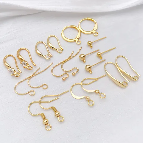 18K Vergoldete Kupfer Ohrhaken Und Ohrstecker Mit 925 Sterlingsilber Ohrringstift Für DIY Schmuckherstellung