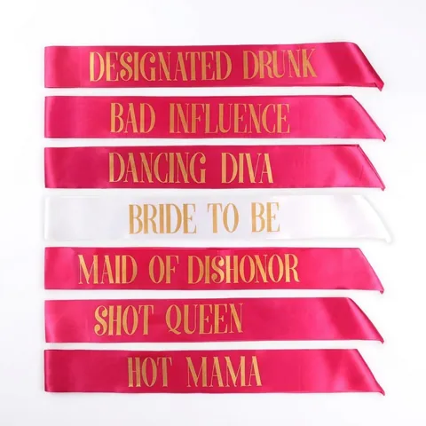 Juego de Bandas de Satén para Despedida de Soltera Para Novia Letras con Brillo Dorado Banda Boda Fiesta de Novia Mujeres Artículos de Fiesta