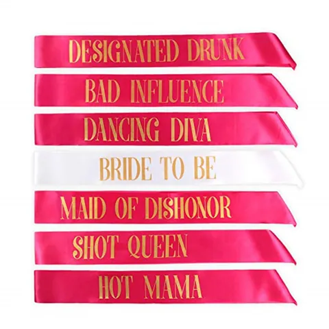 Bachelorette Party Satin Sash Set For Bride To Be Gold Glitter Letter Sash Wedding Bridal Shower Women Party Supplies