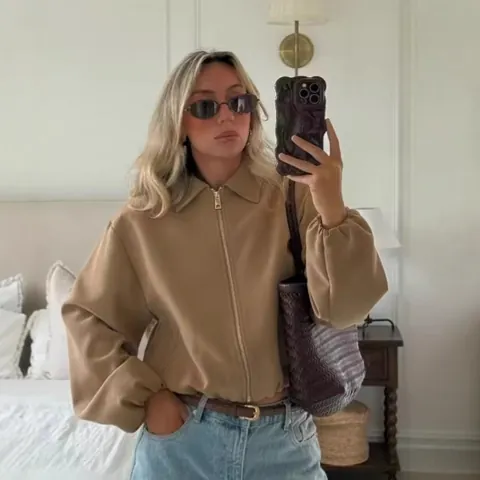 Dames Casual Revers Rits Puffy Jas Kort Effen Kleur Lange Mouw Mantel Streetwear Mode Outerwear Herfst Winter Jas