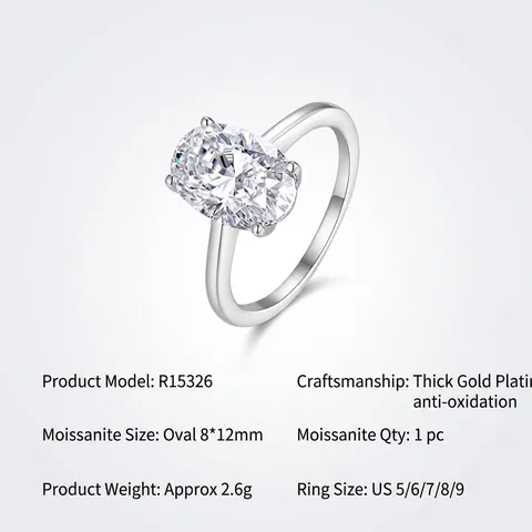925 Sterlingsilber Oval Moissanit Ring Für Damen Luxus Große Eiform Solitär Verlobungsring Mode Edler Schmuck