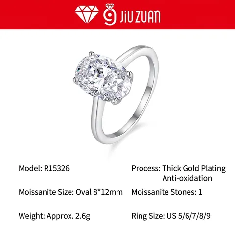 925 Sterling Silver Oval Moissanite Ring For Women Luxury Large Egg Shaped Solitaire Engagement Ring Fashion Fine Jewelry