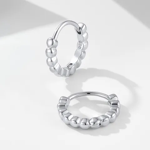 Orecchini a Cerchio in Argento Sterling 925 Con Perline da Donna Francese Retro Oro Argento Placcato Geometrici Orecchini Gioielli