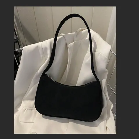 Borsa Sottobraccio In Velluto A Coste Da Donna Borsa Baguette Retro Tinta Unita Cerniera Piccola Borsa A Tracolla