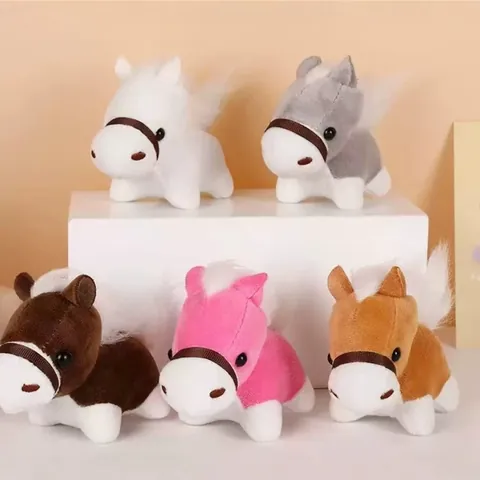 Portachiavi in Peluche a Forma di Pony Cartone Animato Ciondolo Morbido Animale di Peluche Bambola per Zaino Ciondolo Kawaii Cavallo Peluche Regalo