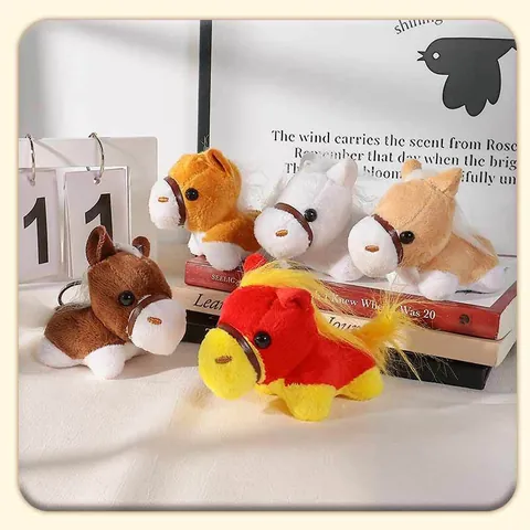 Portachiavi in Peluche a Forma di Pony Cartone Animato Ciondolo Morbido Animale di Peluche Bambola per Zaino Ciondolo Kawaii Cavallo Peluche Regalo