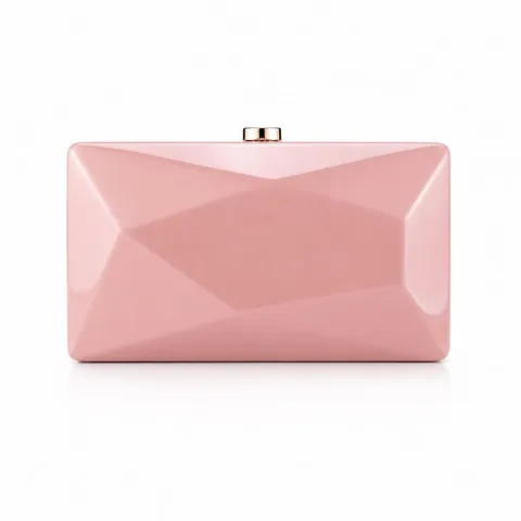 Women Geometric Hard Shell Evening Clutch Bag PU Leather With Chain Strap Gold Clasp Party Wedding Elegant Box Shape