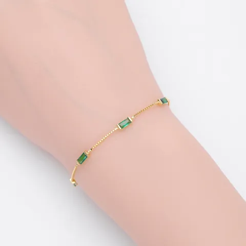 Baguette Zircon Bracelet 925 Sterling Silver Box Chain Geometric Adjustable Elegant Minimalist Jewelry For Women