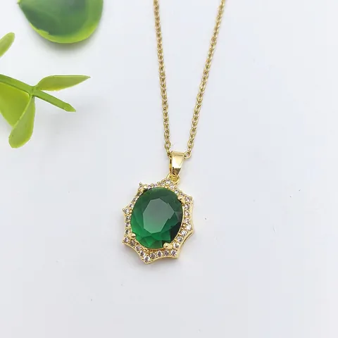 Lussuosa Collana con Ciondolo in Zirconia Verde Acciaio Inossidabile per Donna Catena a Clavicola Placcata in Oro Cuore Farfalla Luna Delfino Animale Frutta Accessorio Gioielli