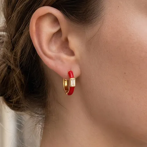 Minimalist Candy Color Enamel Hoop Earrings For Women Copper Gold Plated Rectangular Zirconia Huggie Earrings Fashion Jewelry