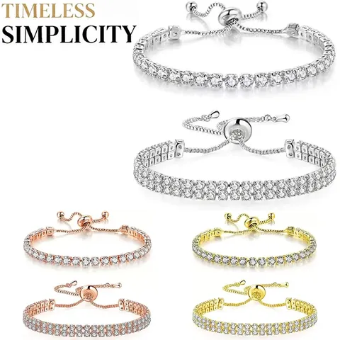 Bracciale Regolabile In Lega Con Zirconi Fiore Stella Luna Chiusura Bolo Gioielli Di Moda Per Donna