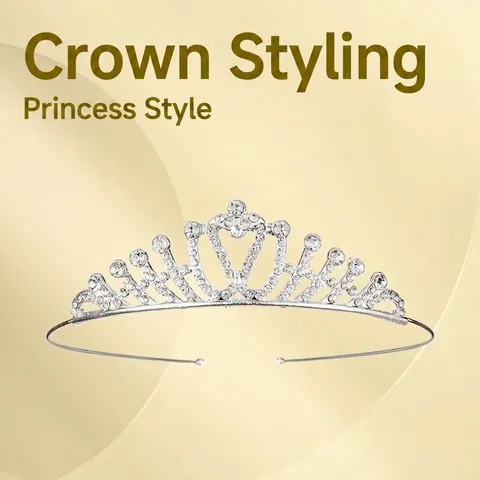 Kinder Prinzessin Krone Tiara Stirnband Legierung Strass Funkelnd Für Geburtstagsfeier Hochzeit Mädchen Haarschmuck