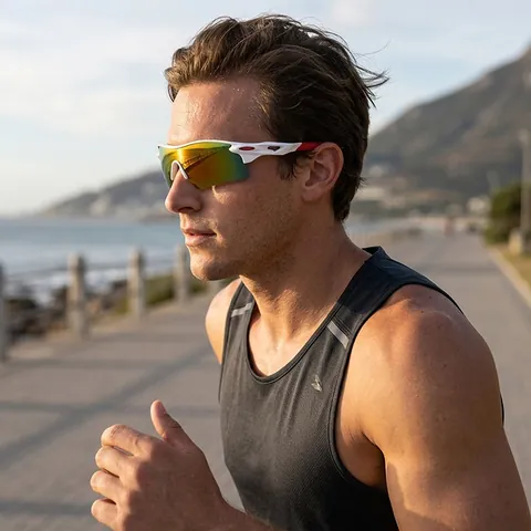 Lunettes De Soleil Sport Protection UV400 Monture PC Verres Anti Explosion Cyclisme Extérieur Réfléchissant Unisexe