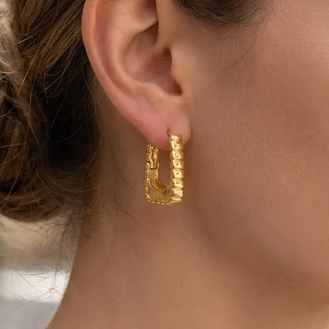 Orecchini a Cerchio in Rame Placcato Oro 18K Donna Con Zirconia Intarsiata Cuore Stella Geometrici Minimalisti Gioielli