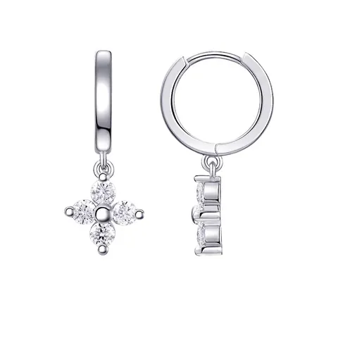 925 Sterling Silver Dangle Drop Earrings For Women Elegant Moissanite Geometric Round Cut Luxury Sparkling Jewelry Gift
