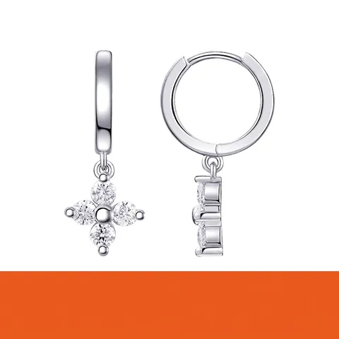 925 Sterling Silver Dangle Drop Earrings For Women Elegant Moissanite Geometric Round Cut Luxury Sparkling Jewelry Gift
