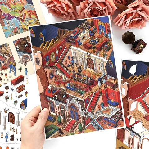Adesivi Decorativi Per Scene PET Plastica Cartone 2.5D Visuale Grande Formato Micro Paesaggio DIY Scrapbooking