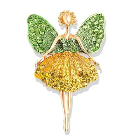 Elegante Broche de Chica de Ballet Hada para Mujer de Aleación con Diamantes de Imitación Incrustados Alfiler de Joyería
