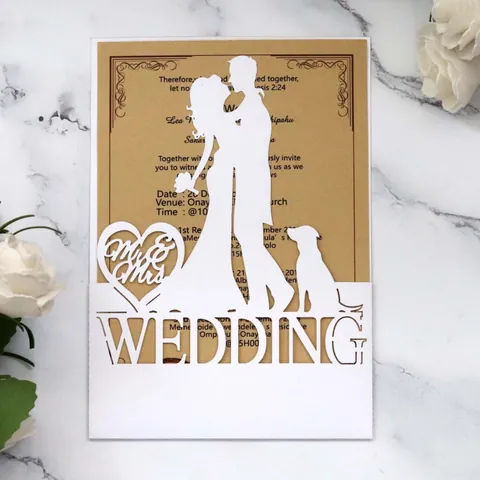 Elegant Laser Cut Wedding Invitation Pearl Paper Silhouette Floral Greeting Cards With Envelopes For Ceremony Gift