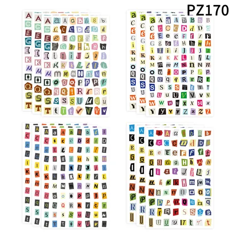 Retro Ransom Note Style English Alphabet Sticker Colorful Multi Font Letter Decal For Scrapbooking Journal DIY Craft