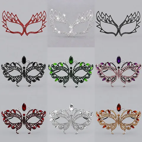 Elegante Maschera In Maschera Cava Lega Strass Farfalla Ragno Mezza Maschera Per Gli Occhi Halloween Festa Sposa