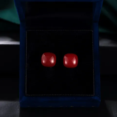 Orecchini a Lobo Quadrati Geometrici Rosso Ancorra Stile Francese per Donna in Rame Placcato Oro Gioielli Retrò alla Moda