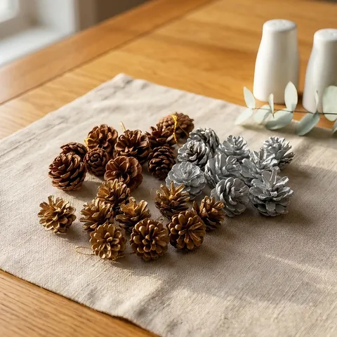 Adornos Colgantes De Piñas Naturales Y Pintadas Madera Para Decoración De Árbol De Navidad Fiesta Bricolaje Accesorios