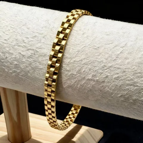 Moda Bracciale in Acciaio Inossidabile per Uomo Donna Placcato in Oro Zecchino Bracciale con Pietra di Germanio Stile Cinturino Gioielli Regalo di Anniversario