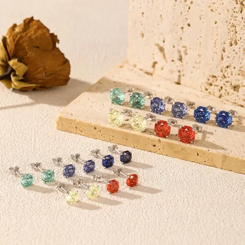 925 Sterlingsilber Achteckige Ohrstecker Mit Rosenschliff Und Strass Für Damen Und Herren Ins-Stil Minimalistische Geometrische Ohrknorpel-Stecker