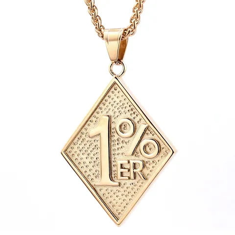 Collar Para Hombre De Acero Inoxidable Con Colgante De Rombo 1%er Estilo Retro Biker Street Joyería Pulida