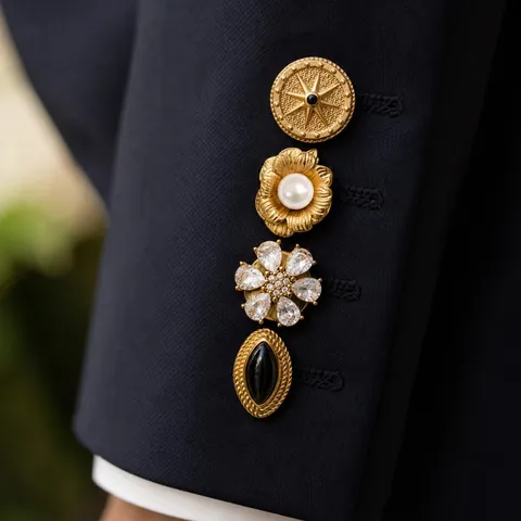Vintage Stainless Steel Cufflinks For Men 18K Gold Plated Floral Geometric Pattern Artificial Pearl Rhinestone Suit Accessories For Wedding Business Banquet
