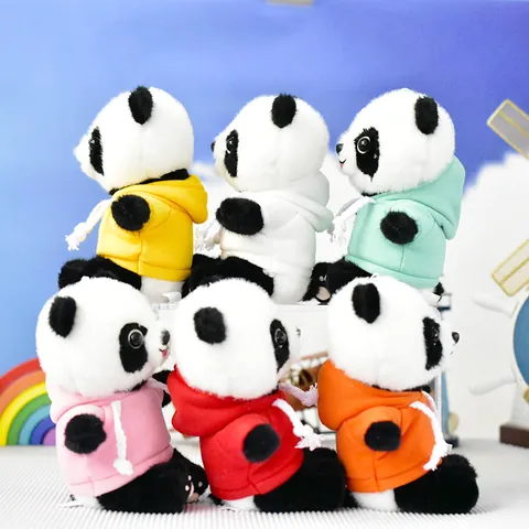 Cute Panda Plush Toy Keychain With Colorful Hoodie Mini Animal Stuffed Doll For Car Bag Decor Birthday Gift For Kids