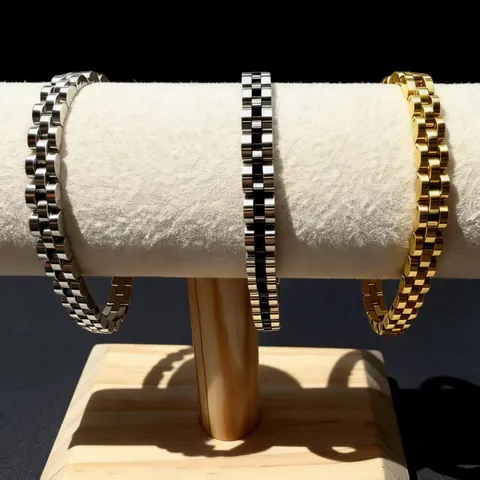 Men Hip Hop Stainless Steel Watch Band Bracelet European Style Gold Silver Plated Link Chain Bracelet Unisex Fashion Jewelry Accessory