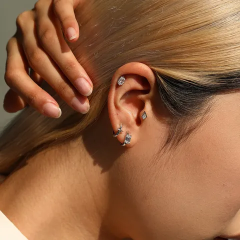 MODIAN Pendientes de Botón Moissanita Color D Plata de Ley 925 Rombo Geométrico Cierre de Tornillo Joyería Unisex GRA