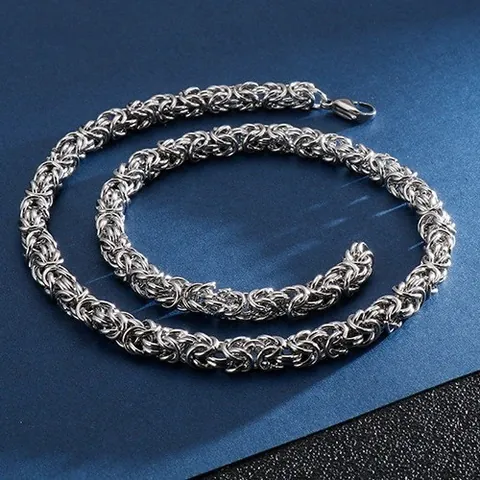 Collana da Uomo in Acciaio al Titanio a Catena Bizantina Argento Chiglia a Maglie Gioielli Personalizzati in Stile Punk per Uomo Ragazzi Regalo